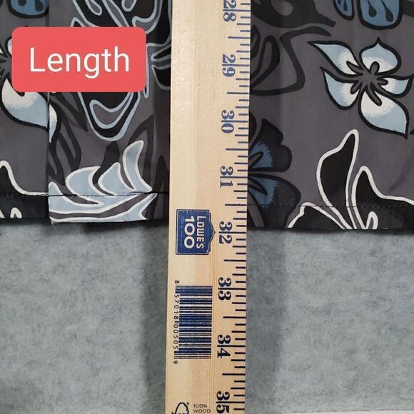 North Shore Surf Mens Large Button Up Hawaiian Shirt Nylon Gray White Blue USA - Picture 8 of 9